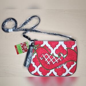 Brighton Festive Holiday Christmas Red and Green Love Dove Crossbody Pouch Bag